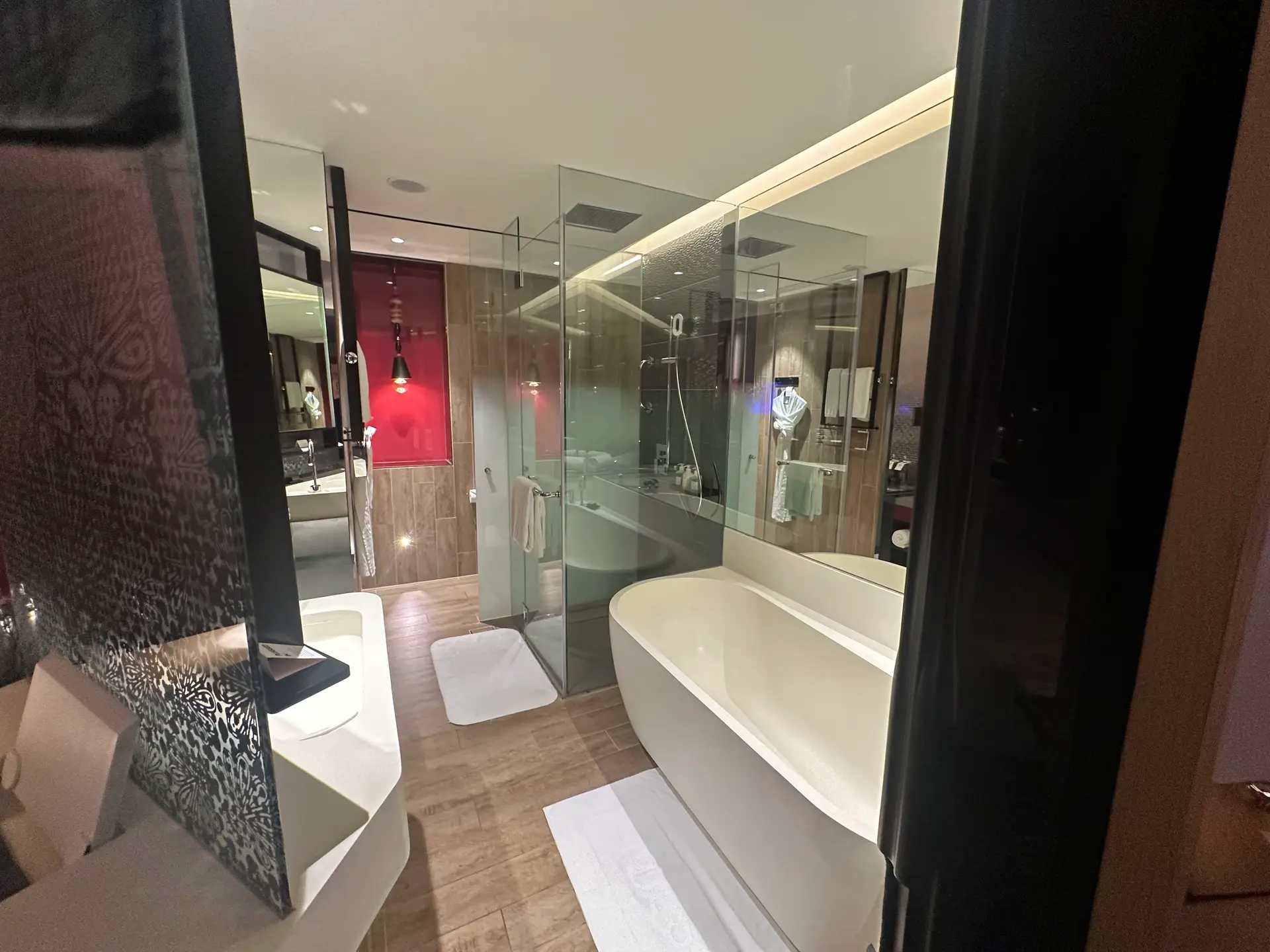 The generous room size continued into the bathroom, with plenty of space for two.